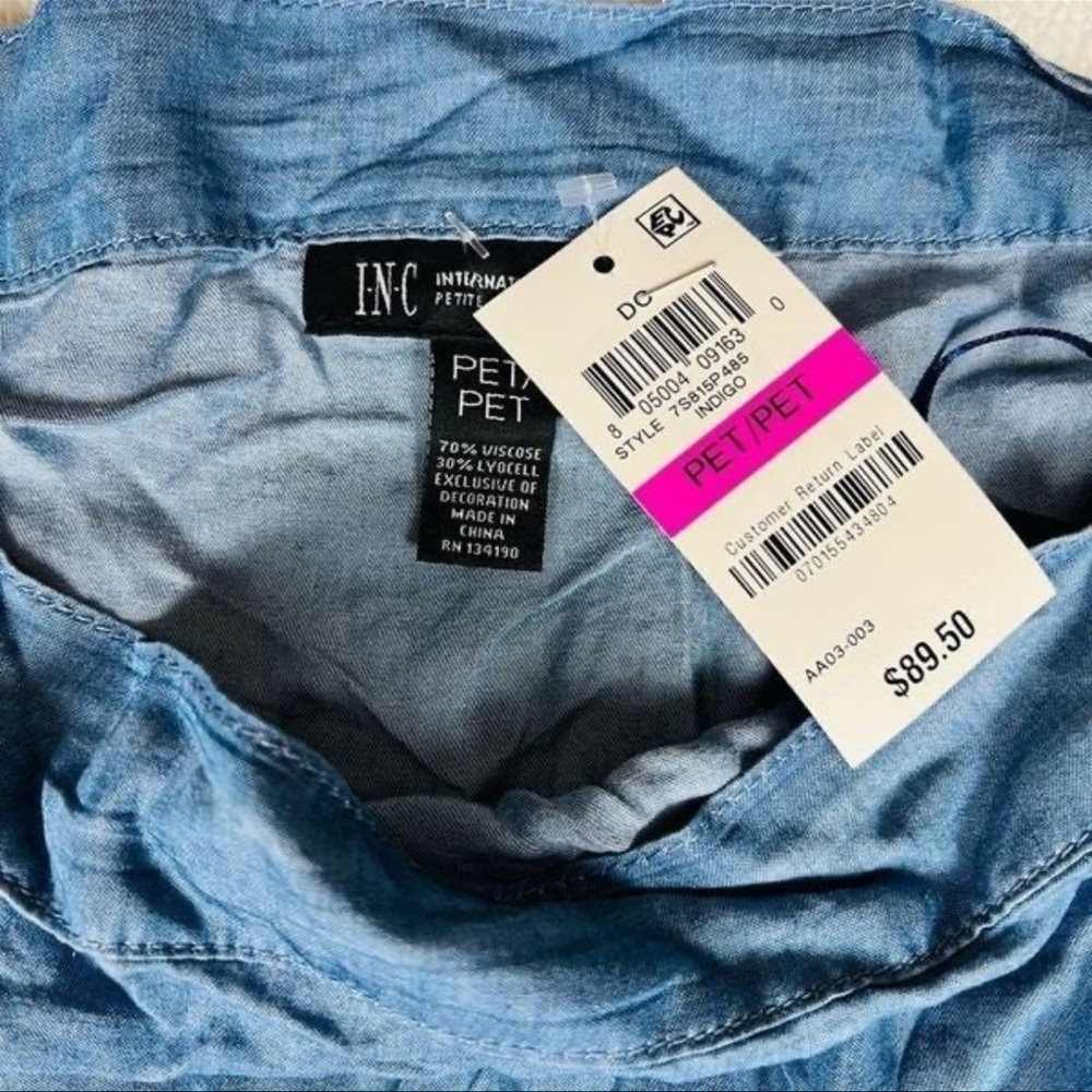 International Concepts Petite Off the Shoulder Denim Top Indigo PP NWT - Picture 6 of 9